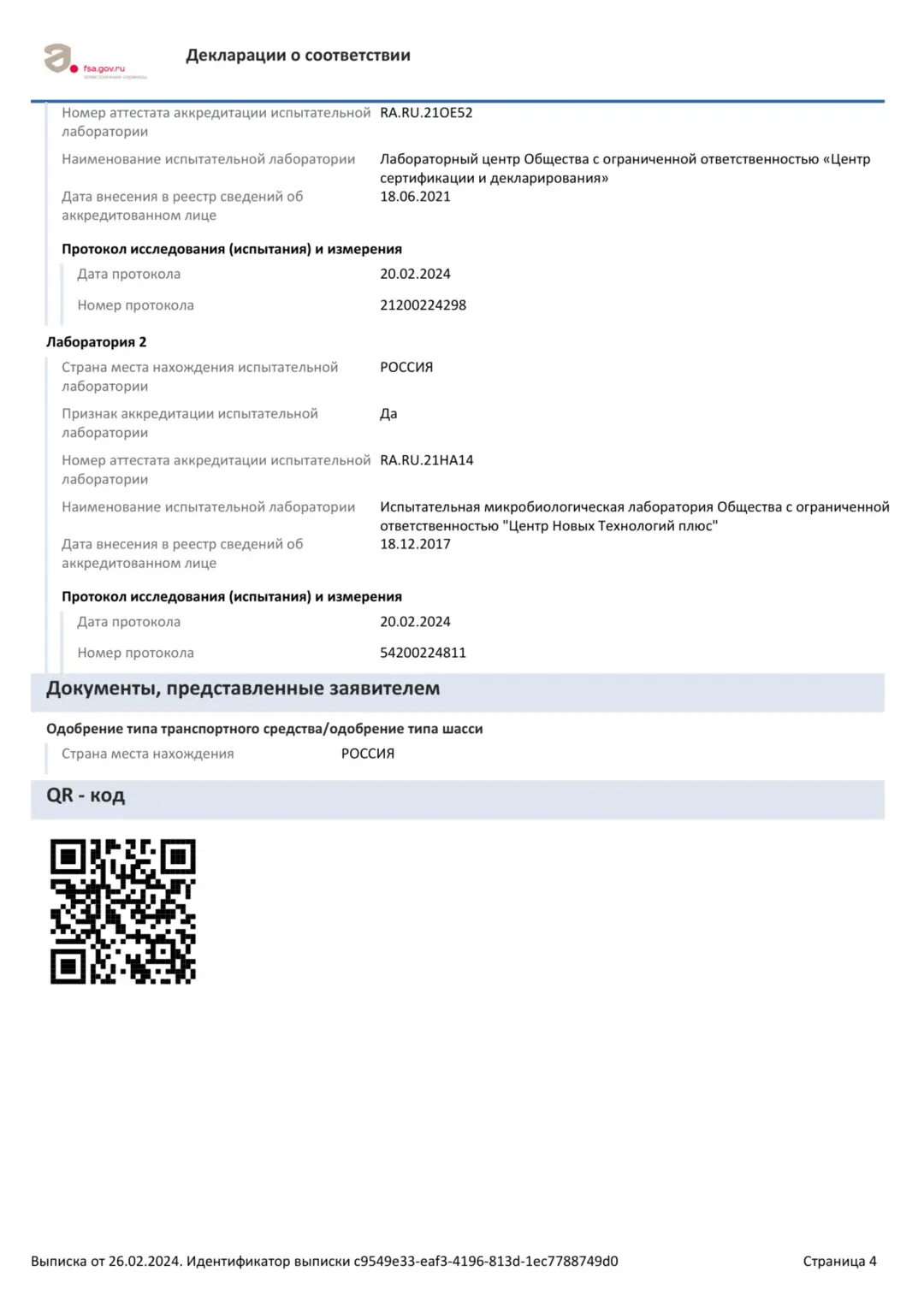 Сертификат безопасности пищевой продукции